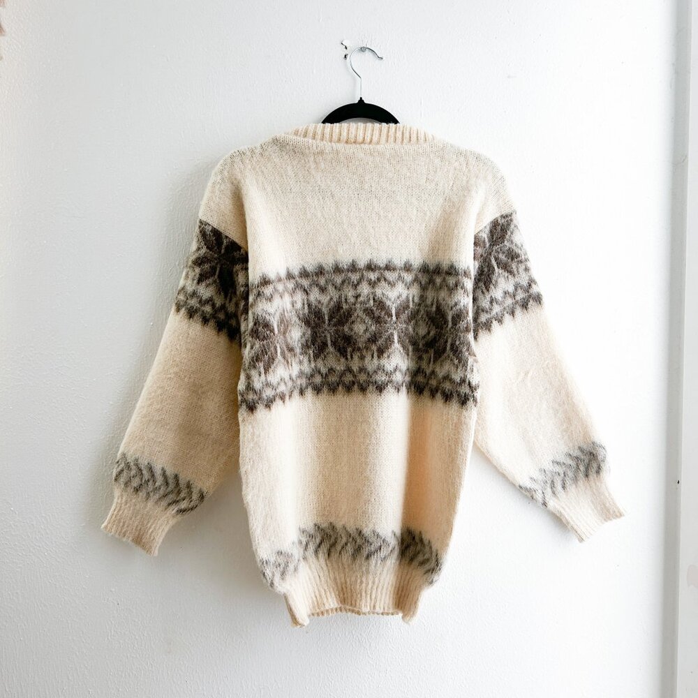 VINTAGE 70's  Yoke Icelandic Lopapeysa 100% Pure Wool and Mohair Sweater - Picture 2 of 9
